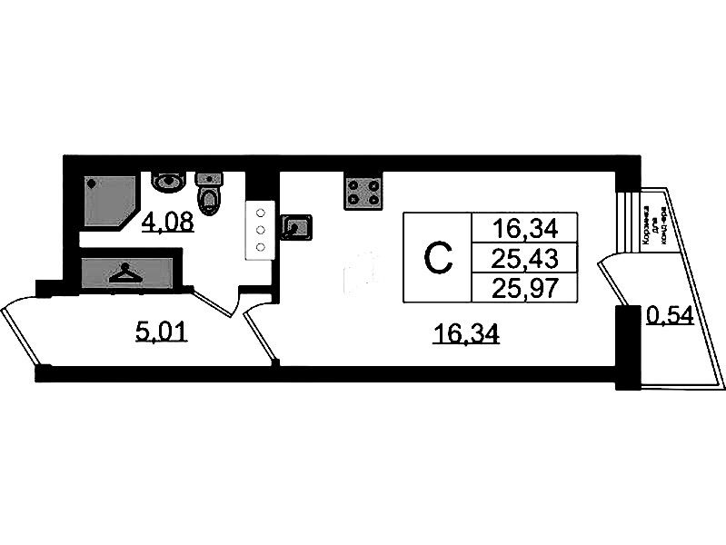 Квартира студия 25.97 м², 8/11 эт., ЖК «VEREN NORT Сертолово»